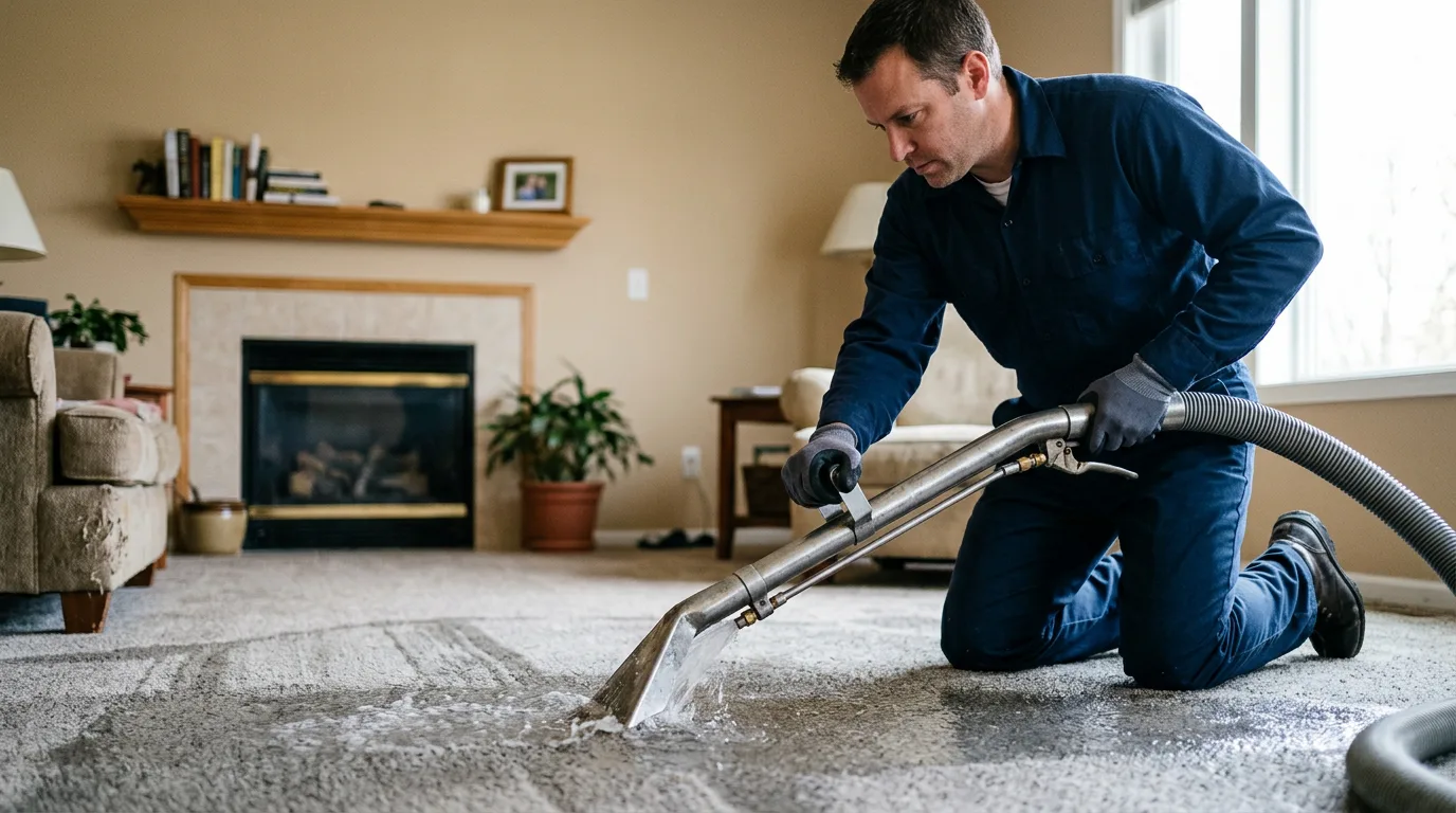Water damage restoration technician working near Marlin, TX